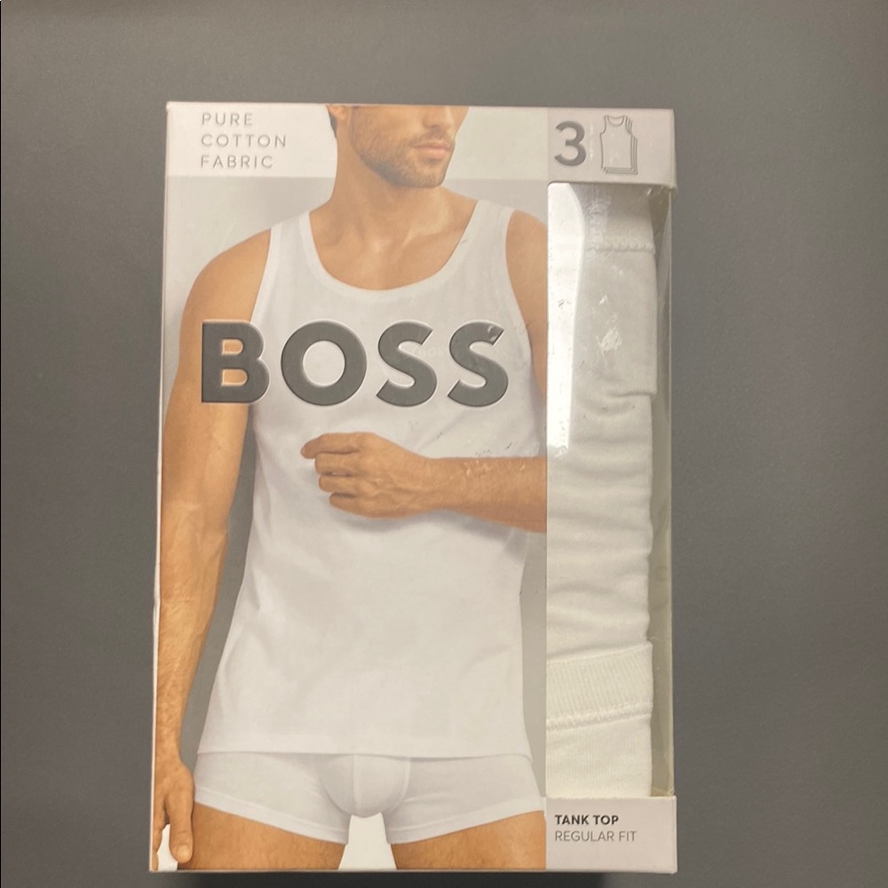 BOSS Men's White Tank Top - 3 Pack